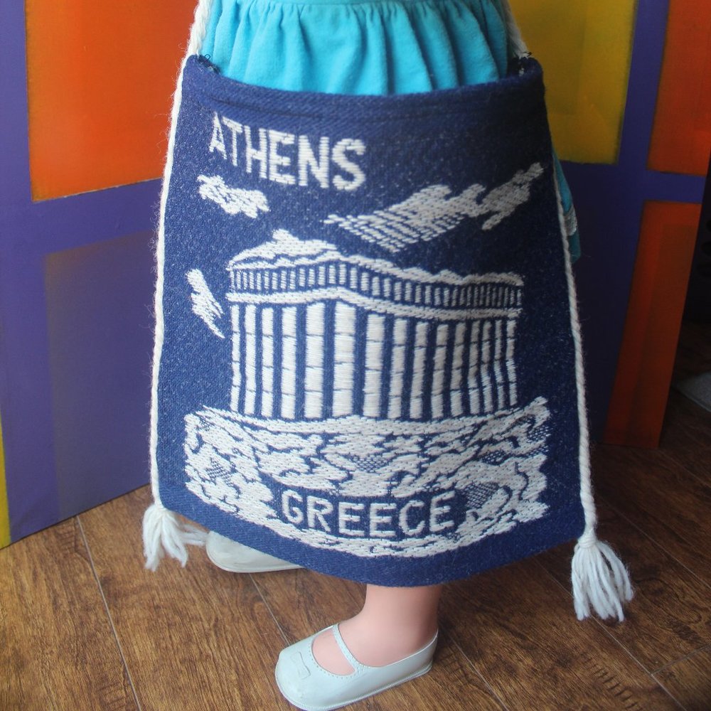 Vintage 1970's Athens Greece Hand Woven Boho Tote